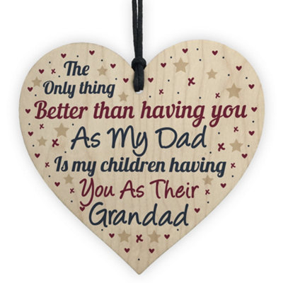 Red Ocean Father's Day Gift For Dad Grandad Gift From Granddaughter Grandson Thank You Keepsake Wooden Heart Gift from B&Q