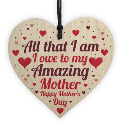 Red Ocean Mother's Day Gift For Mum Thank You Gift Wooden Heart Gift For Her Mummy Mum Keepsake from B&Q