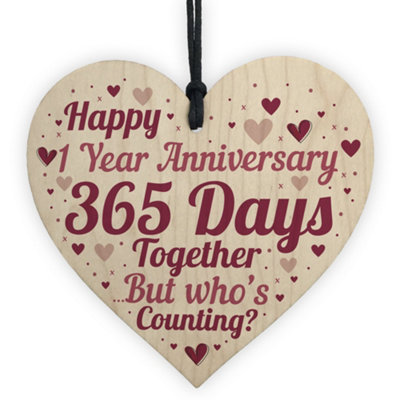 Red Ocean 1St Anniversary Gift First Anniversary Wooden Heart Husband Wife Boyfriend Girlfriend Gifts from B&Q