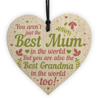 Red Ocean Cute Mother's Day Gift Card Wooden Heart Mum Gifts Best Grandma Gifts Thank You Keepsake Gift