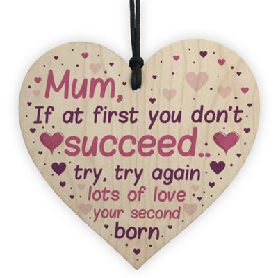 Red Ocean Funny Joke Mothers Day Gift From Daughter Son Wooden Heart Gift Keepsake Gift For Mum from B&Q