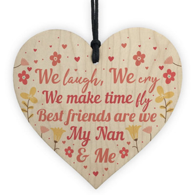 Red Ocean Cute Nan Gift Wooden Heart Mothers Day Gift For Nan Birthday Gift Grandparent Plaque Thank You Gift from B&Q