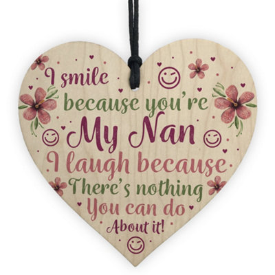 Red Ocean Funny Nan Gift Wooden Heart Mother's Day Gift For Nan Birthday Gift Keepsake Plaque from B&Q