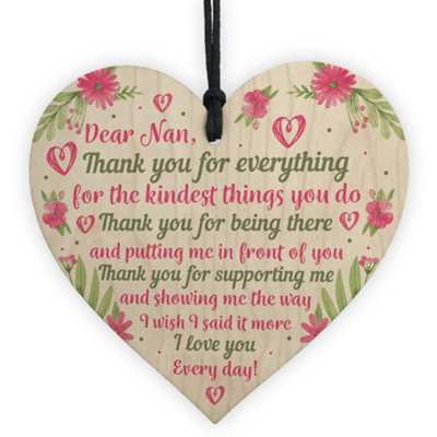 Red Ocean Mother's Day Gifts For Mum Nan Wooden Heart Nan Gifts For Grandparents Keepsake Plaque from B&Q