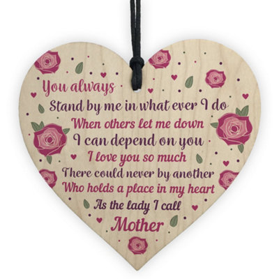 Red Ocean Thank You Mother's Day Gift Wooden Heart Friendship Gift Mother Daughter Son Gifts from B&Q