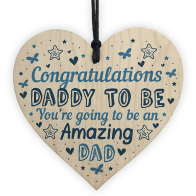 B&Q -  Daddy To Be Sign Baby Shower New Dad Gift Wooden Heart New Baby From Bump Present Keepskae