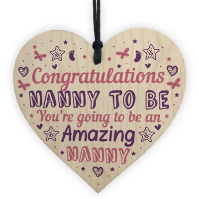 Red Ocean Nanny To Be Gifts From Bump Birthday Gift Nanny To Be Baby Shower New Baby Gifts Wooden Heart Keepsake from B&Q