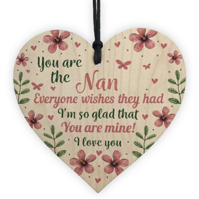 Red Ocean Wooden Heart Sign Gift For Nan Nanny Nanna Nan Gran Granny Birthday Mothers Day Gifts Presents from B&Q