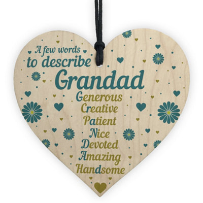 Red Ocean Birthday Gifts For Grandad From Grandchildren Grandparent Gifts Fathers Day Wood Heart Thank You Gift For Him from B&Q