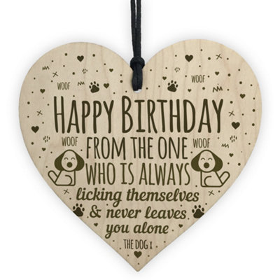 B&Q -  Funny Birthday Card Wooden Heart Mum Dad Sister Brother Birthday Gifts Humour Dog Gifts