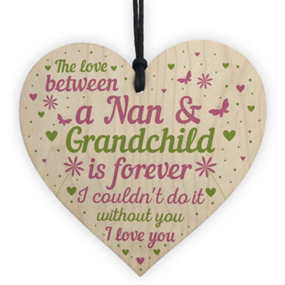 Red Ocean Nan Gifts From Grandchildren Wooden Heart Sign Birthday Gifts For Nan Nanny Grandparent Gifts from B&Q