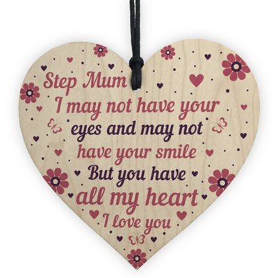 Red Ocean Step Mum Gifts From Stepdaughter Stepson Handmade Wooden Heart Novelty Birthday Gift For Mum from B&Q