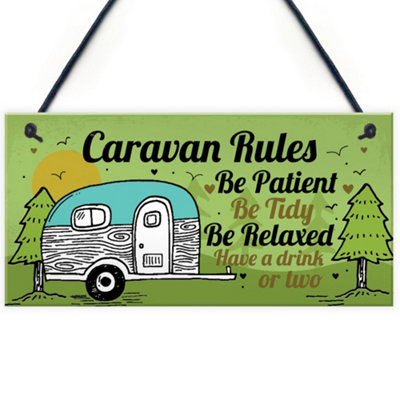 Red Ocean Caravan Rules Plaque Funny Novelty Garden Sign Birthday Gift For Caravan Campervan Motorhome Lovers from B&Q