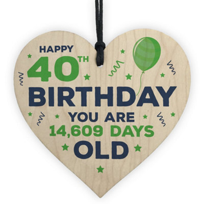 Red Ocean Happy 40Th Birthday Gifts Novelty Wooden Heart Birthday Gift For Friend Him Her from B&Q