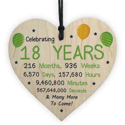 Red Ocean 18Th Birthday Novelty Wooden Heart Gift For Son Daughter Brother Sister Friend from B&Q