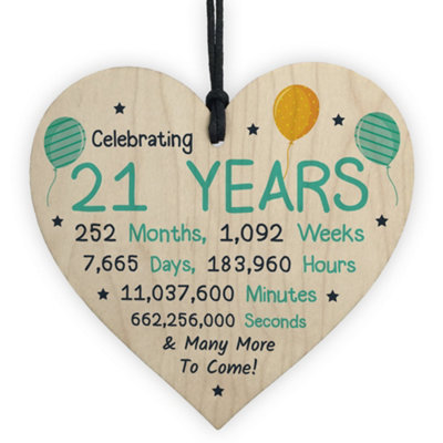 Red Ocean 21St Birthday Novelty Wooden Heart Gift For Son Brother Daughter Sister Friend Gifts For Him Her