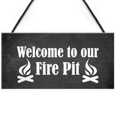 Red Ocean Fire Pit Garden Hanging Sign Novelty Bbq Garden Shed Plaques Home Decor Signs from B&Q