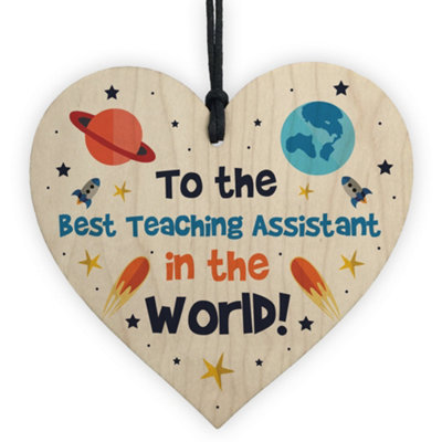 Red Ocean Best Teaching Assistant In The World Gift Wood Heart Thank You Gift Leaving Gift from B&Q