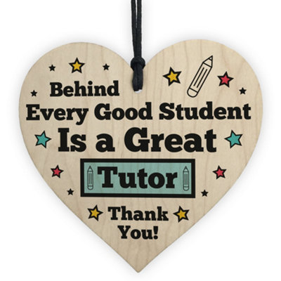 Red Ocean Tutor Gift Hanging Wood Heart Thank You Teacher Tutor Friendship Gift Keepsake from B&Q