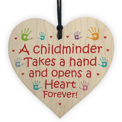 Red Ocean Childminder Thank You Gift Wood Hanging Heart Teacher Friendship Gift Keepsake from B&Q