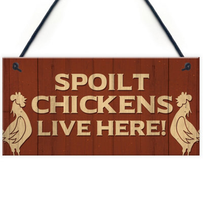Red Ocean Novelty Chicken Coop Hanging Sign Chicken Sign Gift Novelty Garden Decor Signs from B&Q