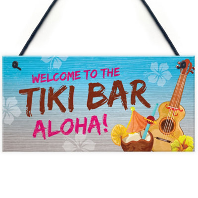 Red Ocean Novelty Tiki Bar Welcome Sign For Home Bar Garden Signs And Plaques Home Decor Gifts from B&Q