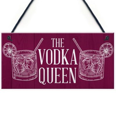 Red Ocean The Vodka Queen Funny Friendship Gift For Her Novelty Vodka Bar Home Bar Signs