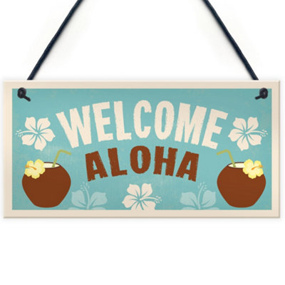Red Ocean Tiki Bar Garden Welcome Sign Home Bar Novelty Decor Signs Tiki Decor Gifts from B&Q