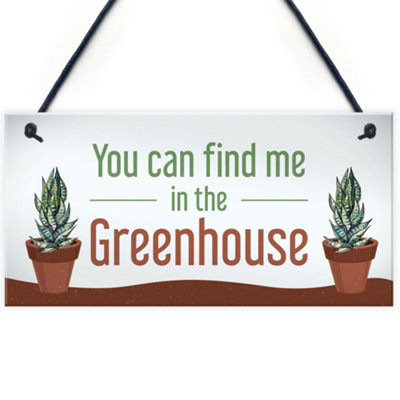 Red Ocean Funny Greenhouse Sign Find Me In The Greenhouse Plaque Hanging Door Sign Family Gift from B&Q