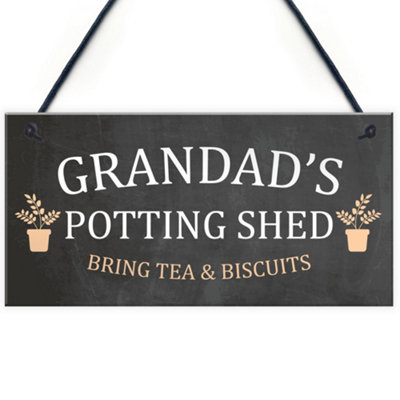 Red Ocean Grandads Potting Shed Sign Hanging Plaque Shed Garden Sign Grandad Gift For Him from B&Q