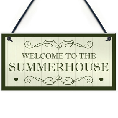 Red Ocean Welcome To The Summerhouse Sign Hanging Plaque New Home Gift Friendship Gift Home Decor from B&Q