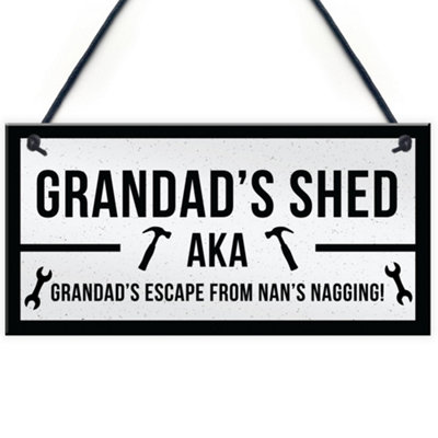 Red Ocean Funny Shed Sign For Grandad Hanging Garden Man Cave Sign Fathers Day Gift from B&Q