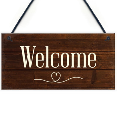 B&Q -  Welcome Hanging Sign For Your Home Novelty Home Bar New Home Decor Gifts