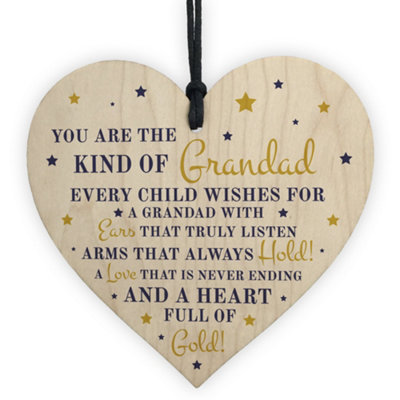 Red Ocean Grandad Gifts Wooden Heart Fathers Day Gift Thank You Grandparent Gift Keepsake from B&Q