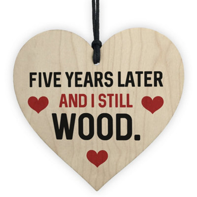 Red Ocean Funny 5Th Anniversary Gift For Wife Husband Wood Heart Gift For Him Her Keepsake