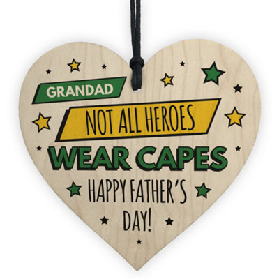 Red Ocean Grandad Gifts For Fathers Day Wood Heart Superhero Theme Grandparent Gift Thank You from B&Q