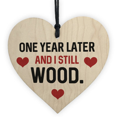 Red Ocean Funny 1St Anniversary Gift For Wife Husband Wood Heart Gift For Him Her Keepsake from B&Q