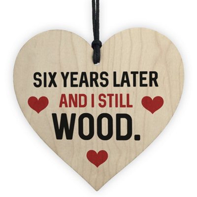 Red Ocean Funny 6Th Anniversary Gift For Wife Husband Wood Heart Gift For Him Her Keepsake from B&Q