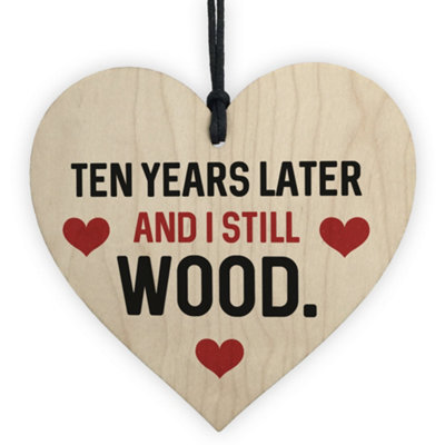Red Ocean Funny 10Th Anniversary Gift For Wife Husband Wood Heart Gift For Him Her Keepsake from B&Q
