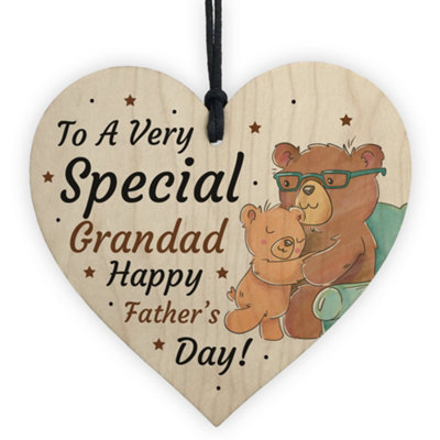 Red Ocean Cute Fathers Day Gift For Grandad Wood Heart Grandparent Gift Thank You Gift Keepsake from B&Q