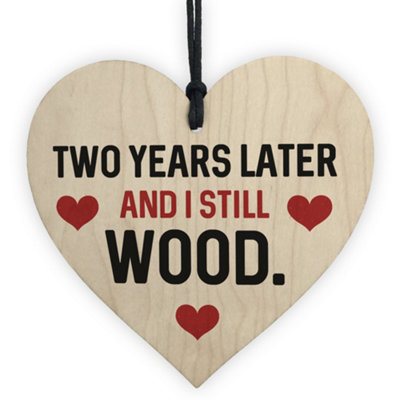 Red Ocean Funny 2Nd Anniversary Gift For Wife Husband Wood Heart Gift For Him Her Keepsake from B&Q