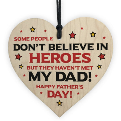 Red Ocean Novelty Fathers Day Gift Superhero Theme Wood Heart Dad Gift From Daughter Son from B&Q