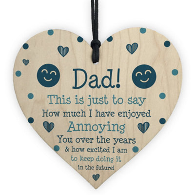 B&Q -  Funny Joke Dad Gift For Fathers Day Birthday Wood Heart Humorous Gift For Him