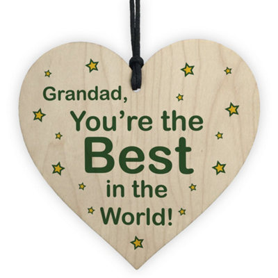 Red Ocean Best Grandad Gifts Wood Heart Fathers Day Birthday Gift For Grandparent Keepsake from B&Q