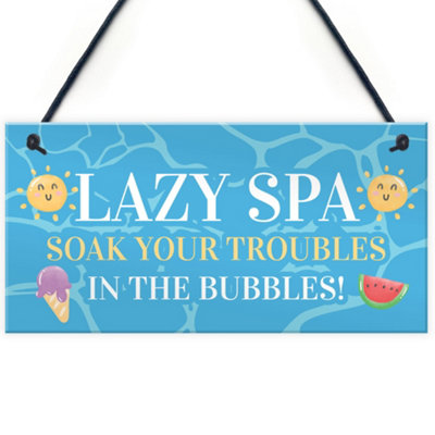 Red Ocean Novelty Lazy Spa Hanging Decor Sign Hot Tub Decor Signs For Your Home Garden from B&Q