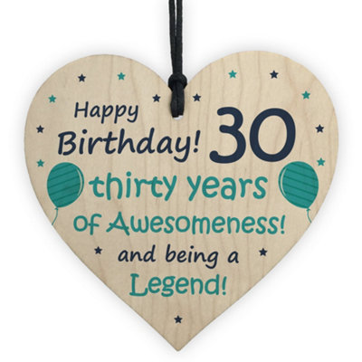 Red Ocean Novelty 30Th Birthday Gift Wood Heart Funny Mum Dad Brother Sister Gift Keepsake from B&Q