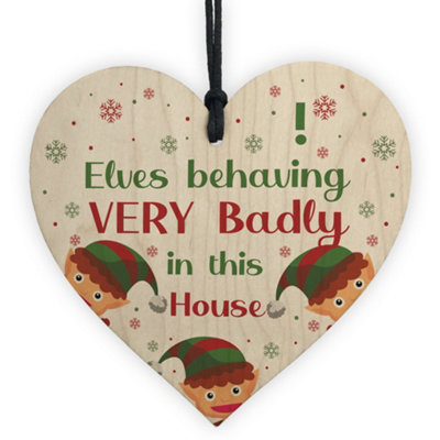Red Ocean Funny Elf Sign Hanging Christmas Decoration Elf Accessories Daughter Son Gift from B&Q
