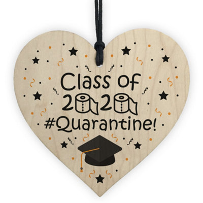 Red Ocean Funny Graduation Gift For Daughter Son Wood Heart Class Of 2020 Quarantine Keepsake
