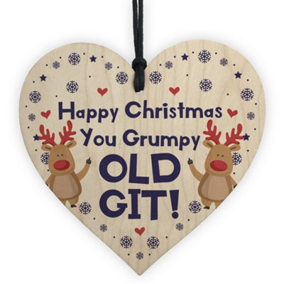 Red Ocean Funny Happy Christmas Gift For Him Wood Heart Gift For Dad Grandad Uncle