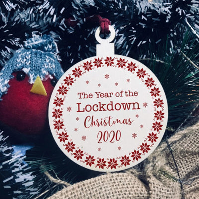 Red Ocean Lockdown 2020 Christmas Tree Decoration Wood Bauble Quarantine Gift Family Gift from B&Q